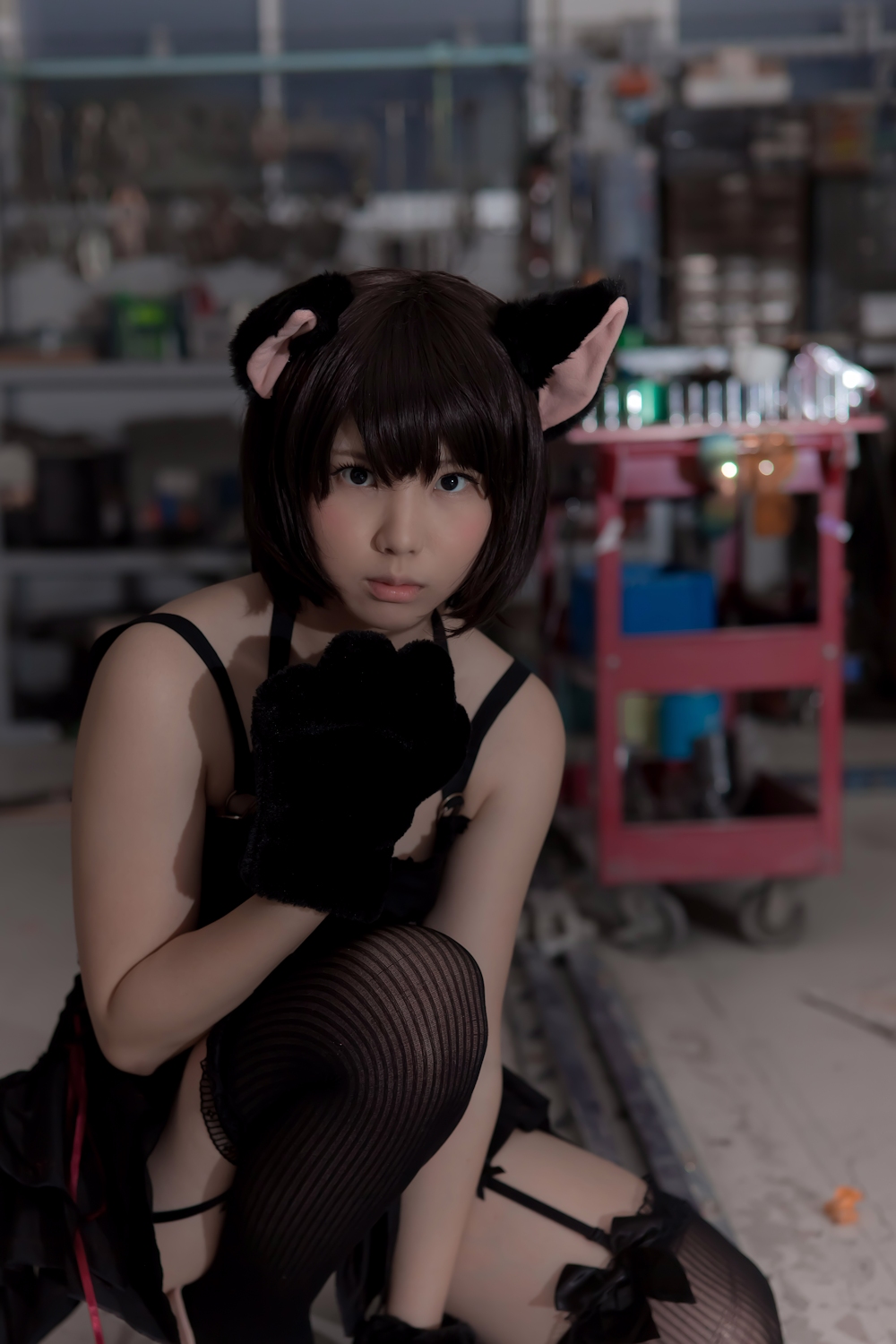 [enako] [enacat black] black silk cat girl(122)
